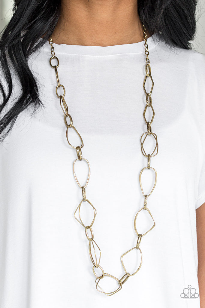 Attitude Adjustment - Brass Necklace-Paparazzi