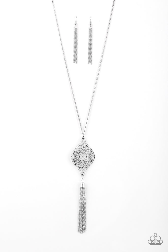 Totally Worth The TASSEL - Silver Tassel Necklace-Paparazzi