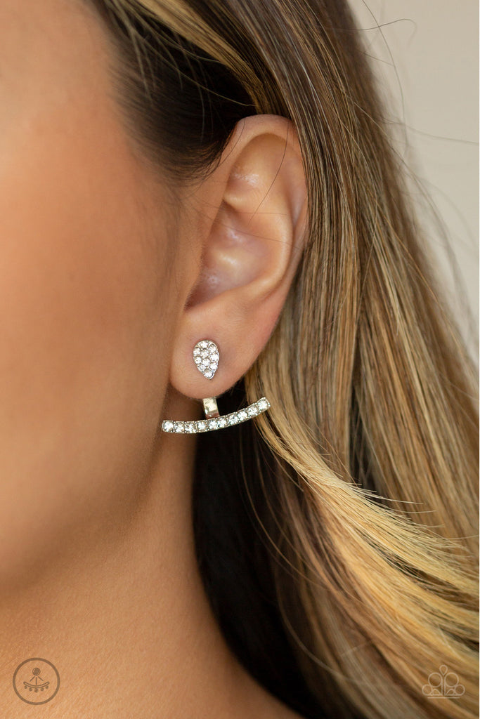 Glowing Glimmer - White Paparazzi Earring - The Sassy Sparkle