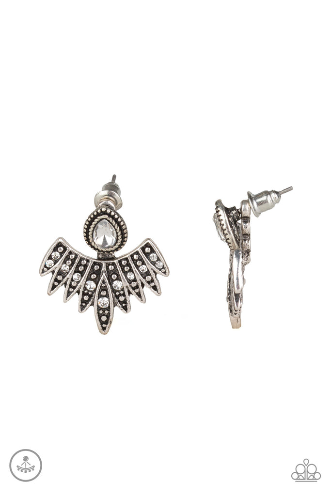 Wing Fling - White Earrings-Paparazzi - The Sassy Sparkle