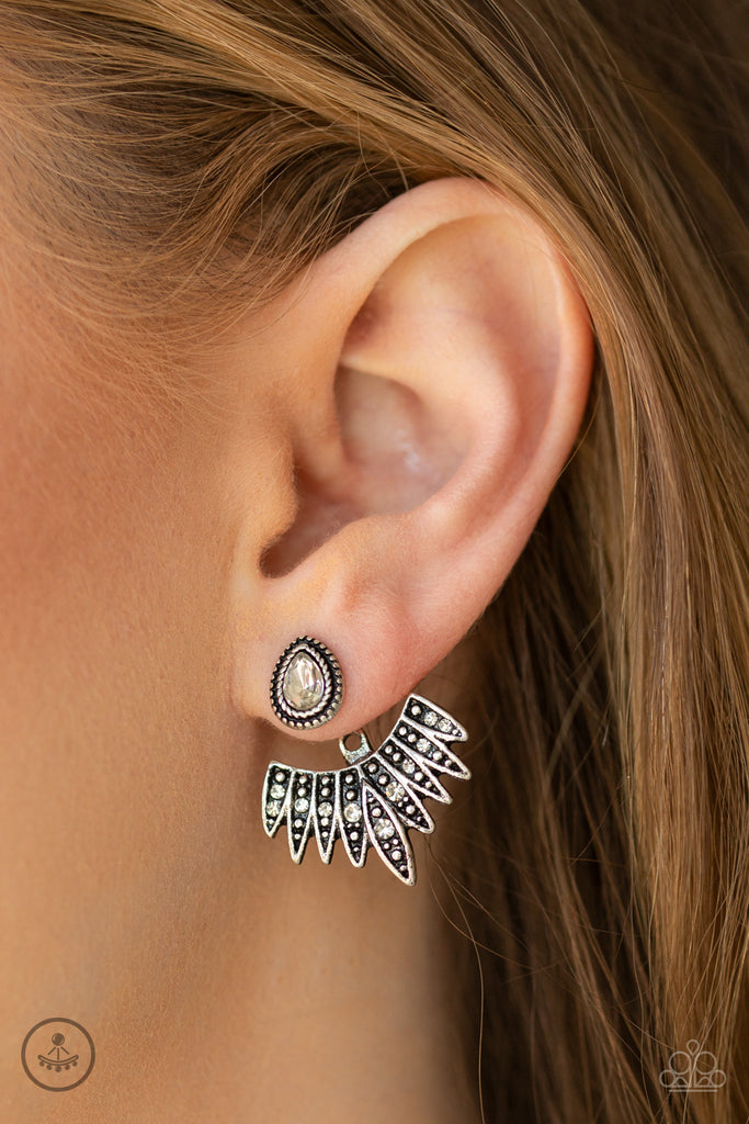 Wing Fling - White Earrings-Paparazzi - The Sassy Sparkle