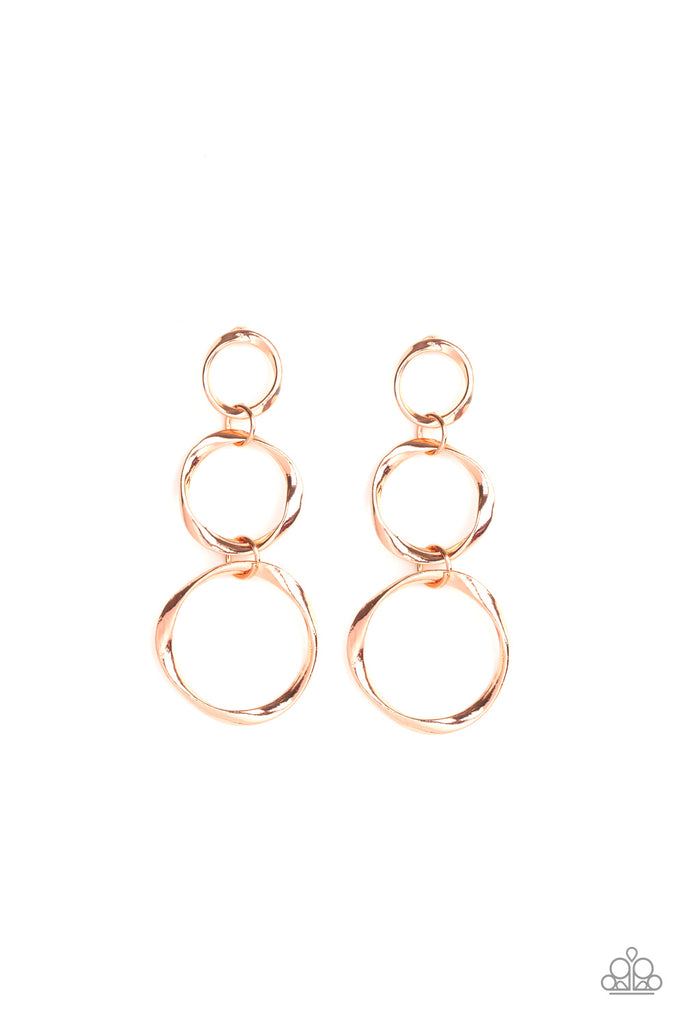 Three Ring Radiance - Copper Post Earring-Paparazzi