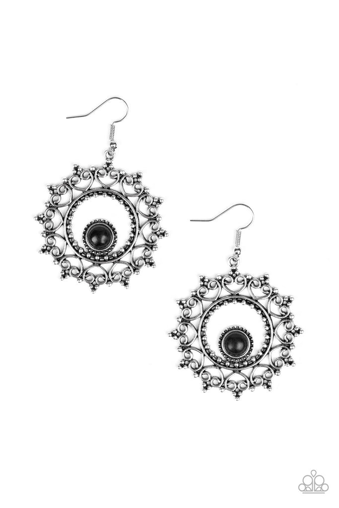 Wreathed In Whimsicality - Black Stone Earring-Paparazzi