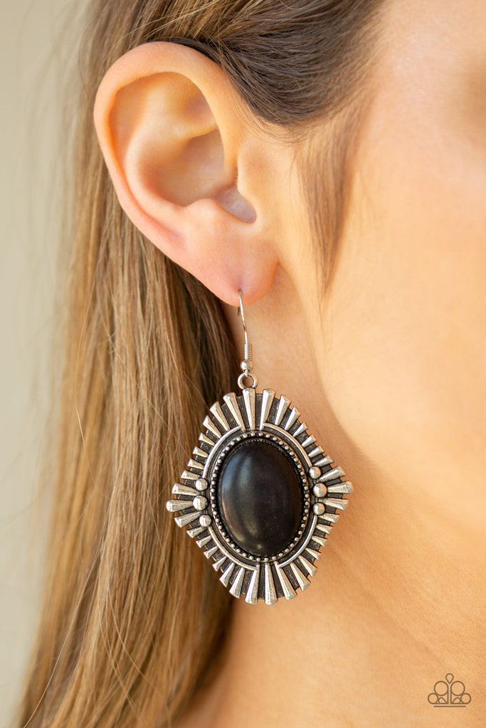 Easy As PIONEER - Black Stone Earring-Paparazzi