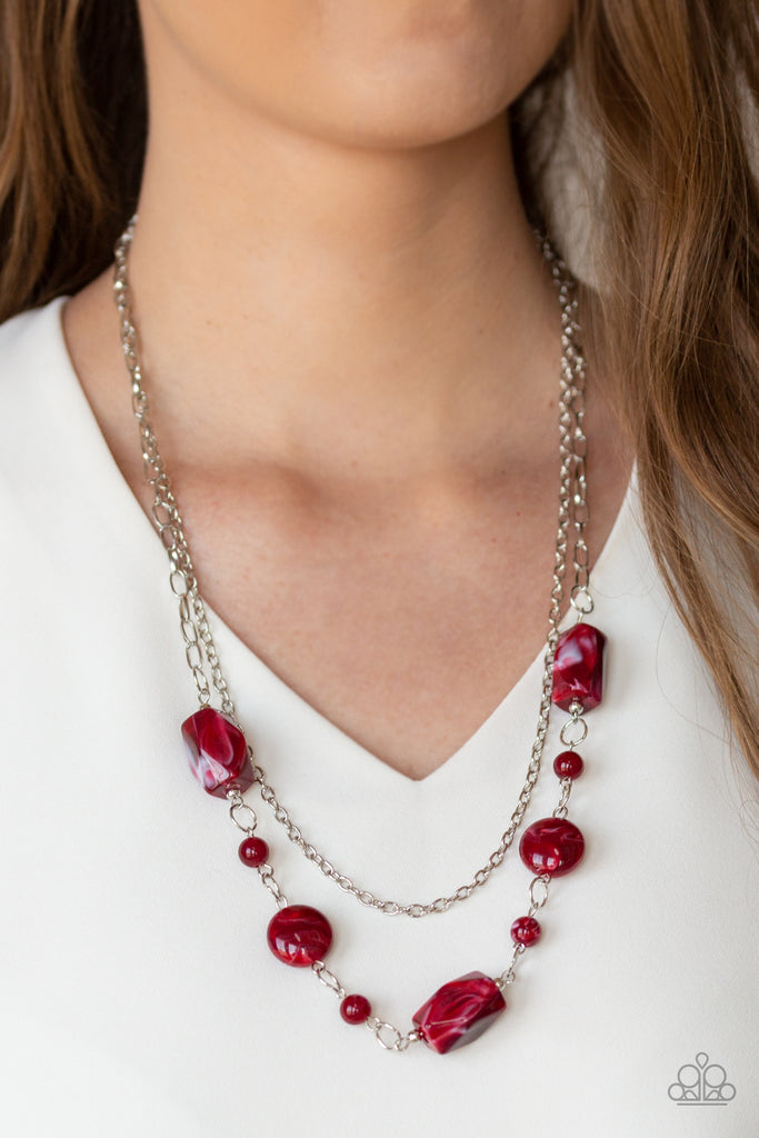 Colorfully Cosmopolitan - Red Necklace-Paparazzi