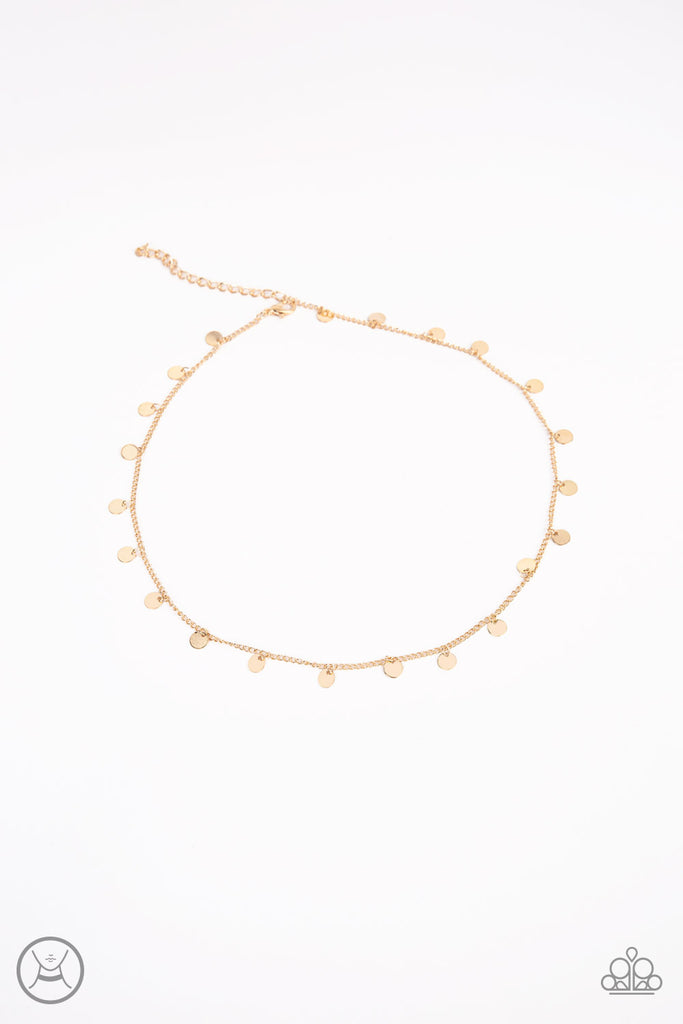 Chime A Little Brighter - Gold Choker Necklace-Paparazzi