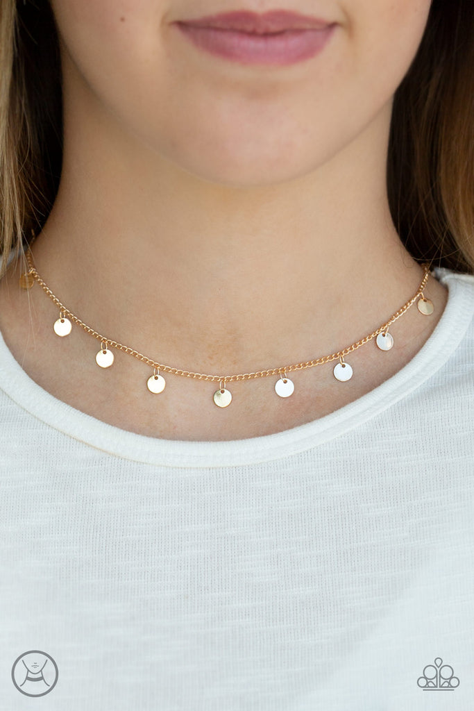 Chime A Little Brighter-Gold Choker Necklace-Paparazzi - The Sassy Sparkle