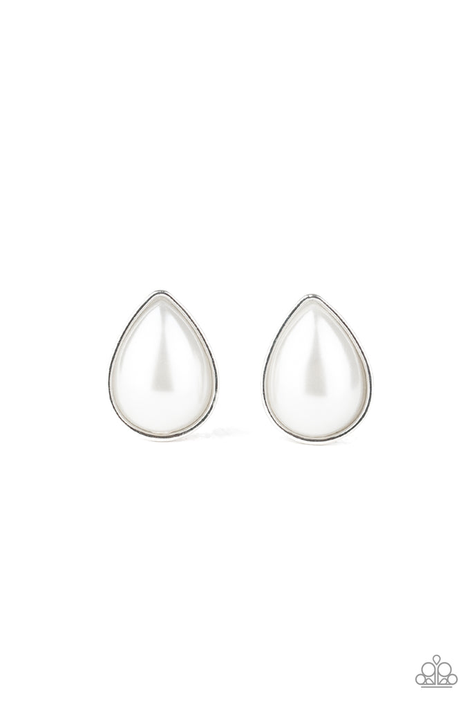 SHEER Enough - White Pearl Post Earring-Paparazzi