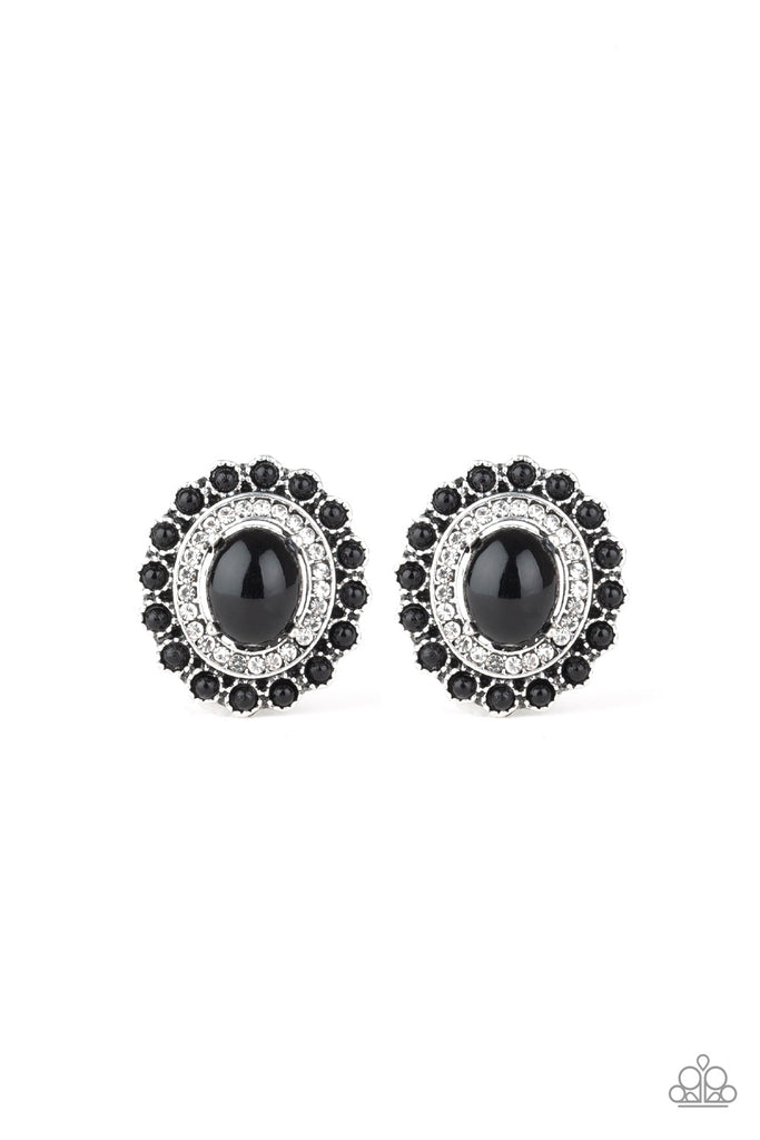 Floral Flamboyance - Black Earring-Paparazzi - The Sassy Sparkle