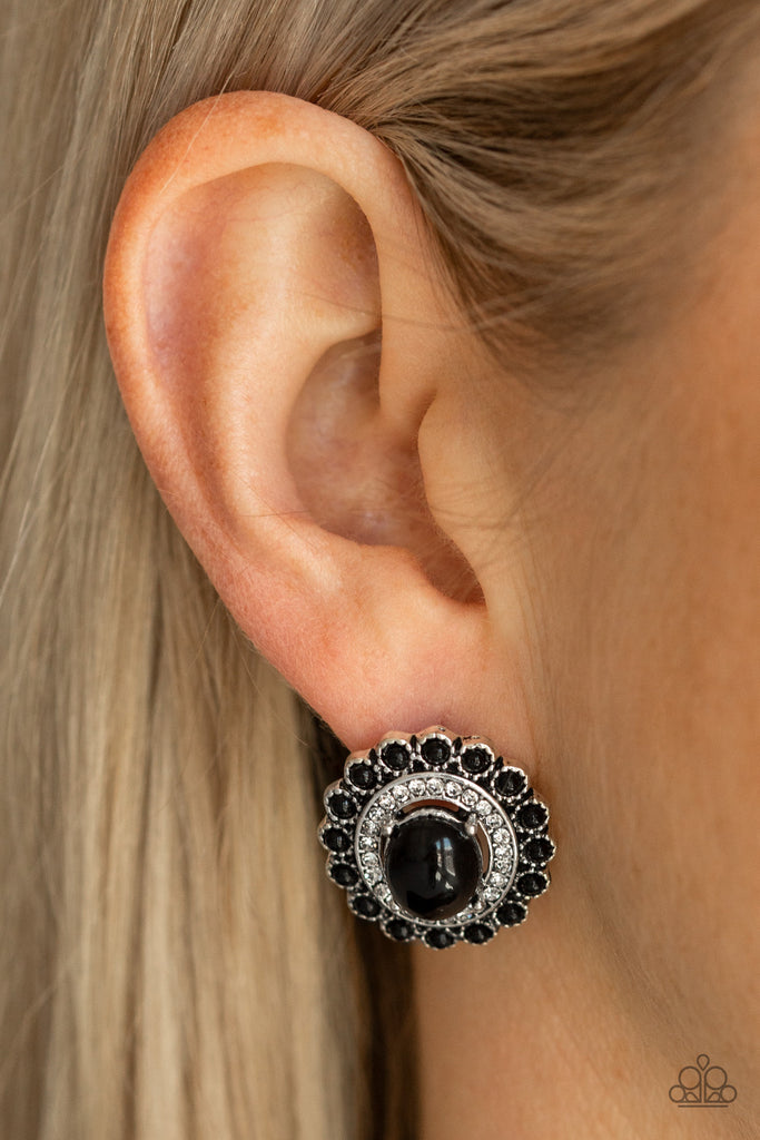 Floral Flamboyance - Black Post Earring-Paparazzi