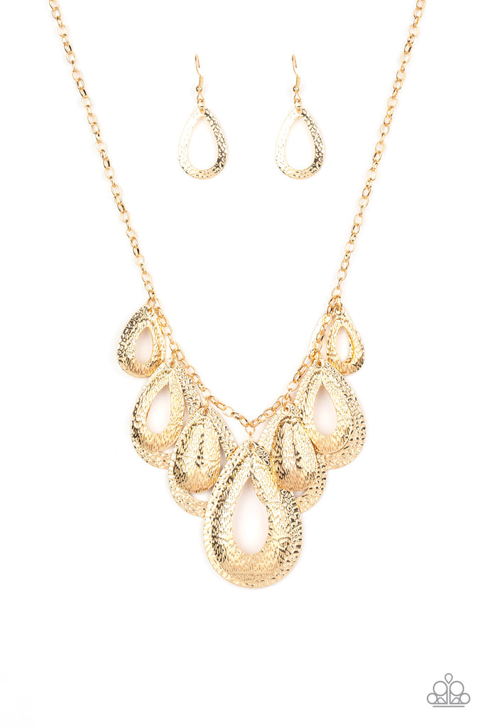 Teardrop Tempest - Gold Necklace-Paparazzi