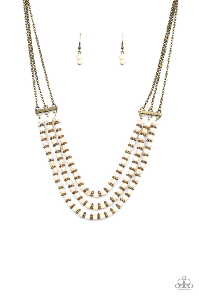 Terra Trails - White Stone Necklace-Paparazzi - The Sassy Sparkle