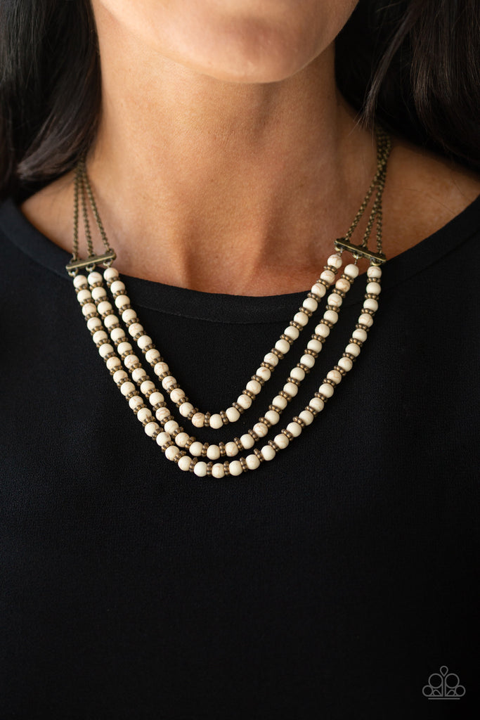 Terra Trails - White Stone Necklace-Paparazzi