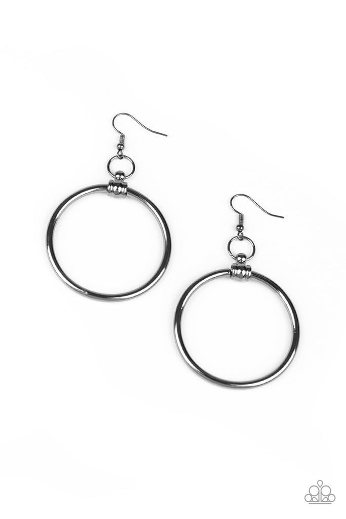 Total Focus - Black Gunmetal Earring-Paparazzi