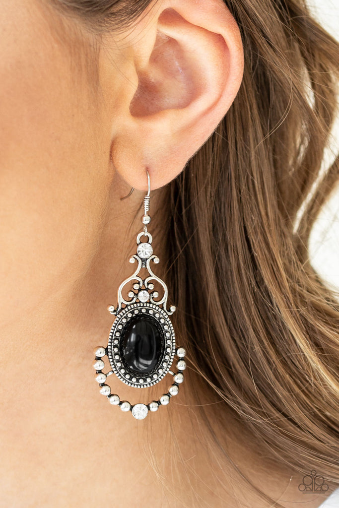 CAMEO and Juliet-Black Earring-Paparazzi - The Sassy Sparkle