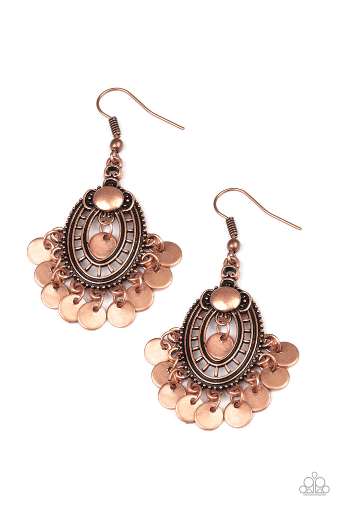 Chime Chic-Copper Earring-Paparazzi - The Sassy Sparkle