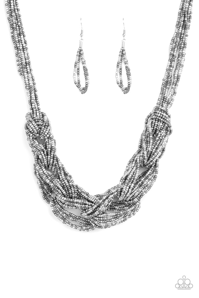 City Catwalk - Silver Seed Bead Necklace-Paparazzi