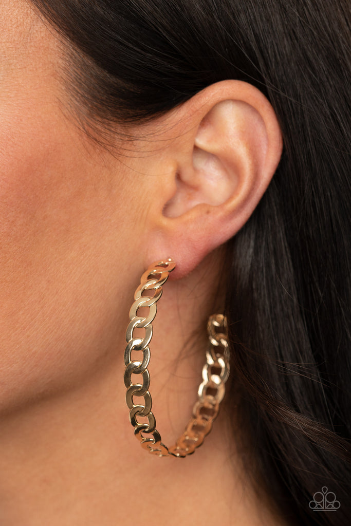 Climate CHAINge-Gold Hoop Earrings - The Sassy Sparkle