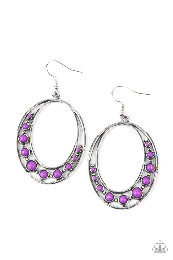 Crescent Cove - Purple Earring-Paparazzi