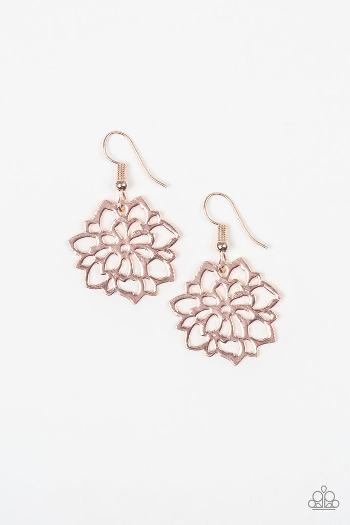 Paparazzi-Darling Dahlia-Rose Gold Earrings - The Sassy Sparkle
