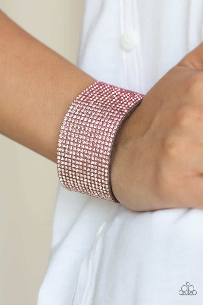 Fade Out-Pink wrap and snap Paparazzi Bracelet-ombré rhinestones - The Sassy Sparkle