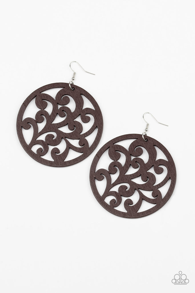 Paparazzi-Fresh Off The Vine-Brown Wood Earrings - The Sassy Sparkle