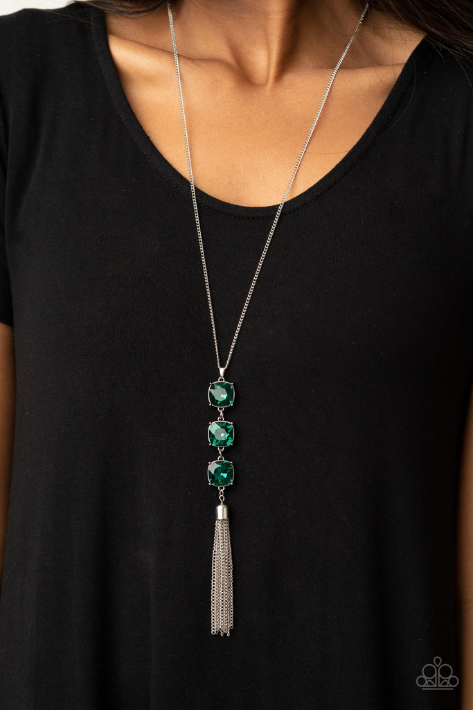 GLOW Me The Money! - Green Necklace-Paparazzi