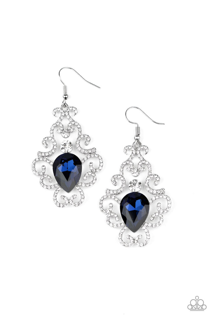 Happily Ever AFTERGLOW-Blue Earring-Rhinestone-Paparazzi - The Sassy Sparkle