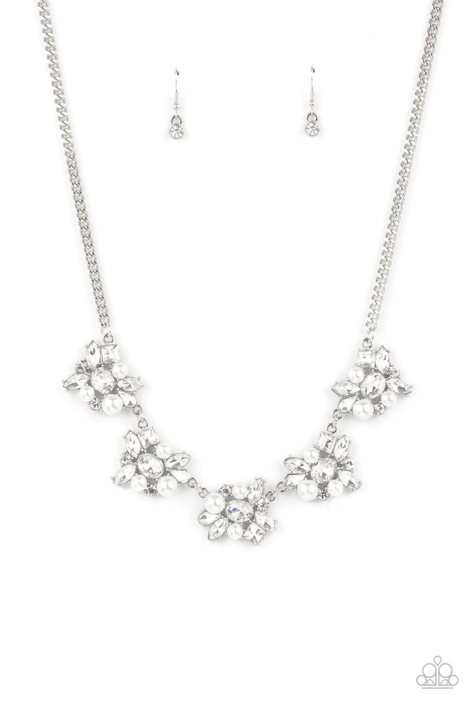 HEIRESS Of Them All-White Necklace-Pearl & Rhinestone-Paparazzi - The Sassy Sparkle