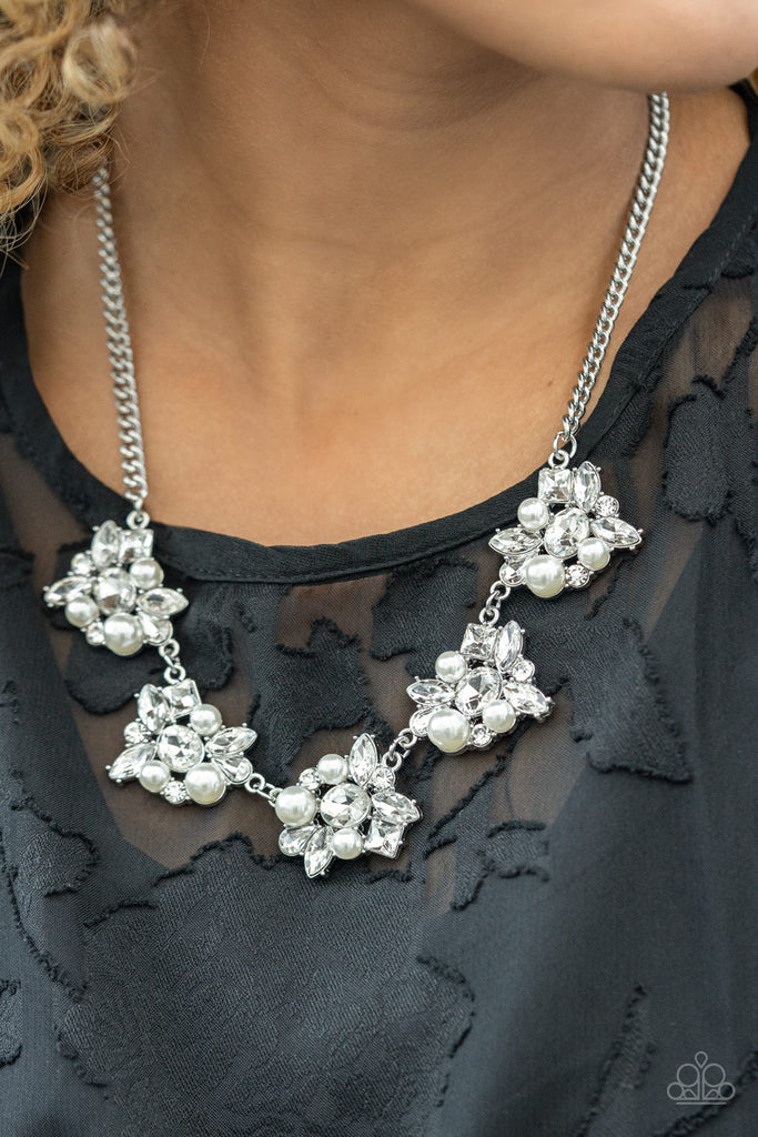 HEIRESS Of Them All-White Necklace-Pearl & Rhinestone-Paparazzi - The Sassy Sparkle