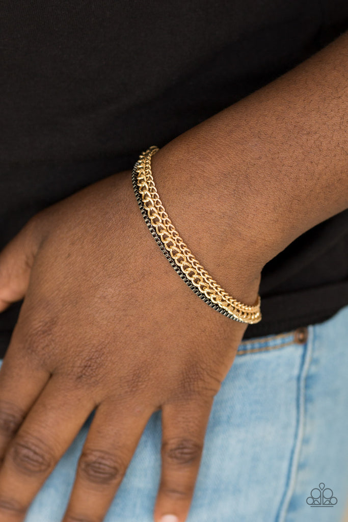 Paparazzi-Industrial Icon-Gold Bracelet with gunmetal chain-mixed metal - The Sassy Sparkle