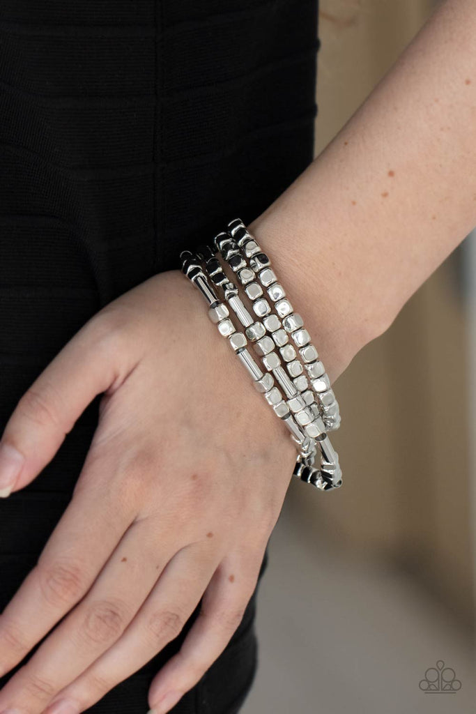 Metro Materials - Silver Bracelet Set-Paparazzi Jewelry - The Sassy Sparkle