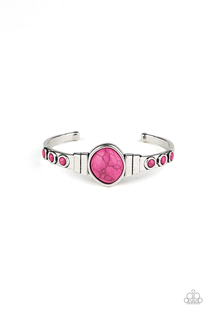 Paparazzi-Spirit Guide-Pink Stone Cuff Bracelet - The Sassy Sparkle