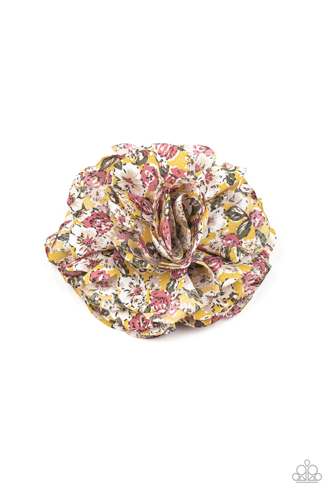 Springtime Sensation-   Multi Hair Clip with olive green, fall yellow and dusty rose - The Sassy Sparkle