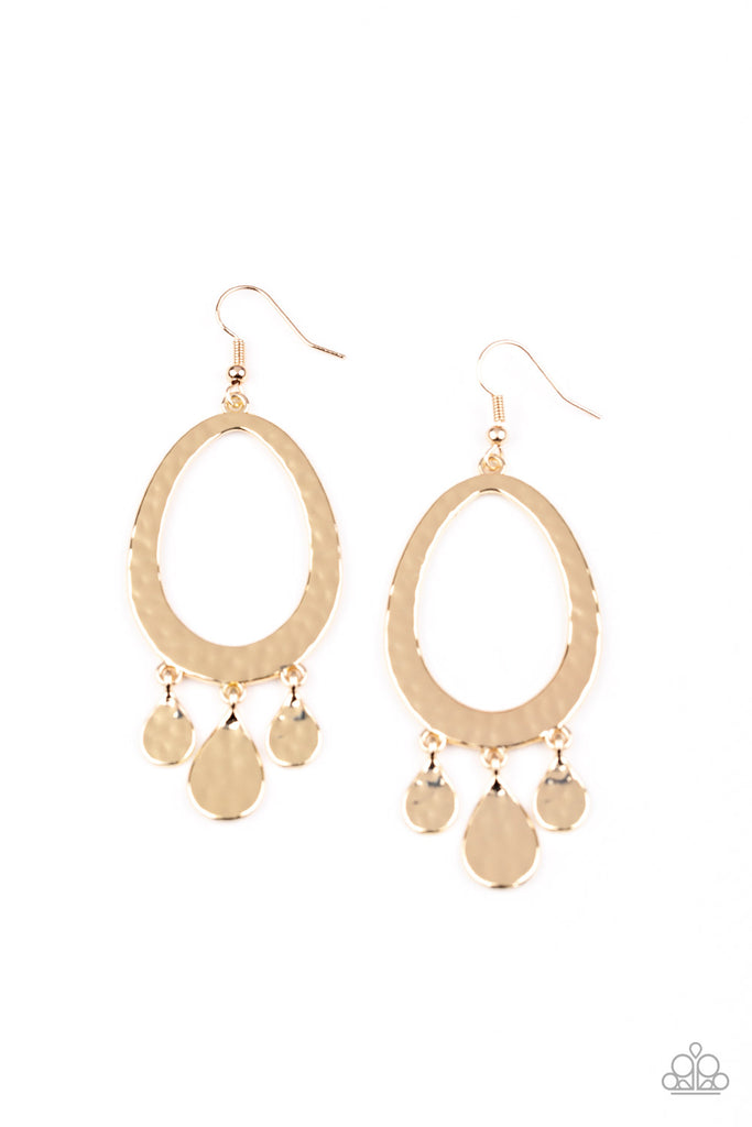 Taboo Trinket-Gold Paparazzi Earring-Hammered - The Sassy Sparkle