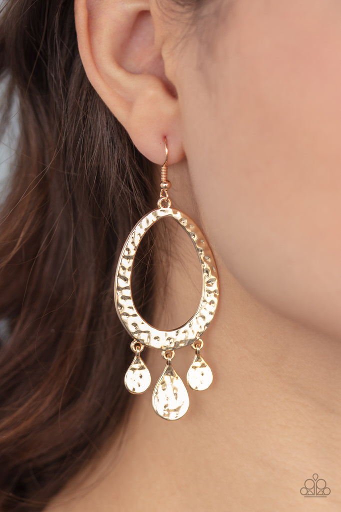 Taboo Trinket - Gold Earring-Paparazzi