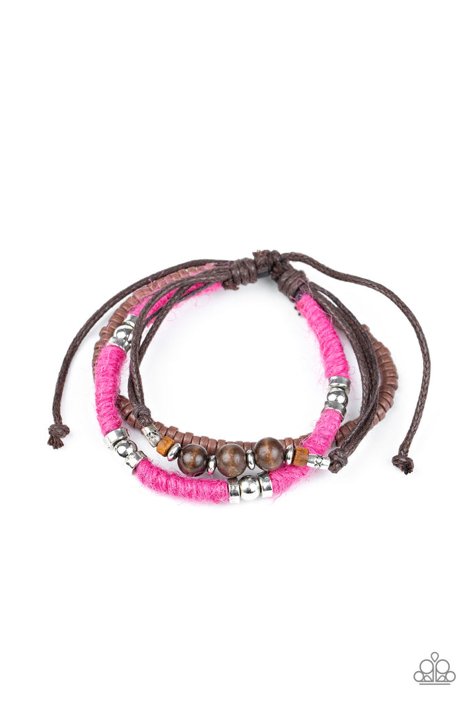Totally Tiki - Pink Urban Wood Bracelet-Paparazzi - The Sassy Sparkle