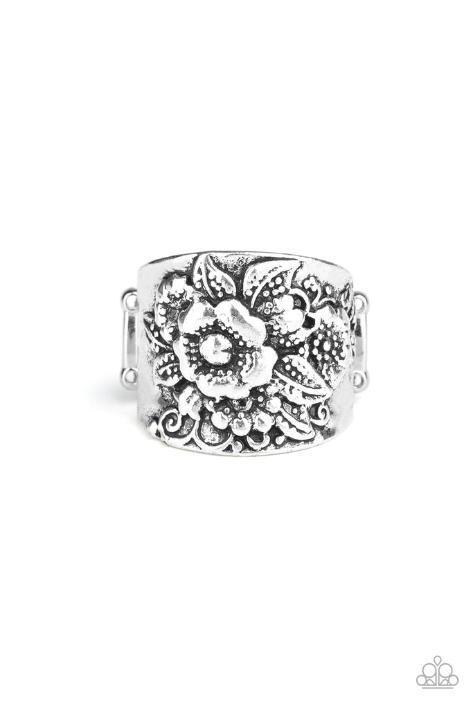 Tropical Bloom-Silver Paparazzi Ring - The Sassy Sparkle