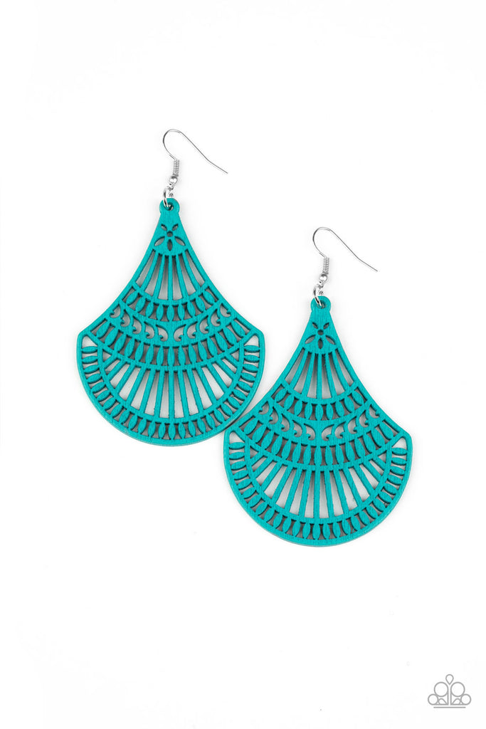 Tropical Tempest - Blue Wood Earring-Paparazzi