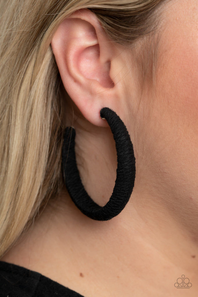 TWINE and Dine-Black Hoop Paparazzi Earring - The Sassy Sparkle