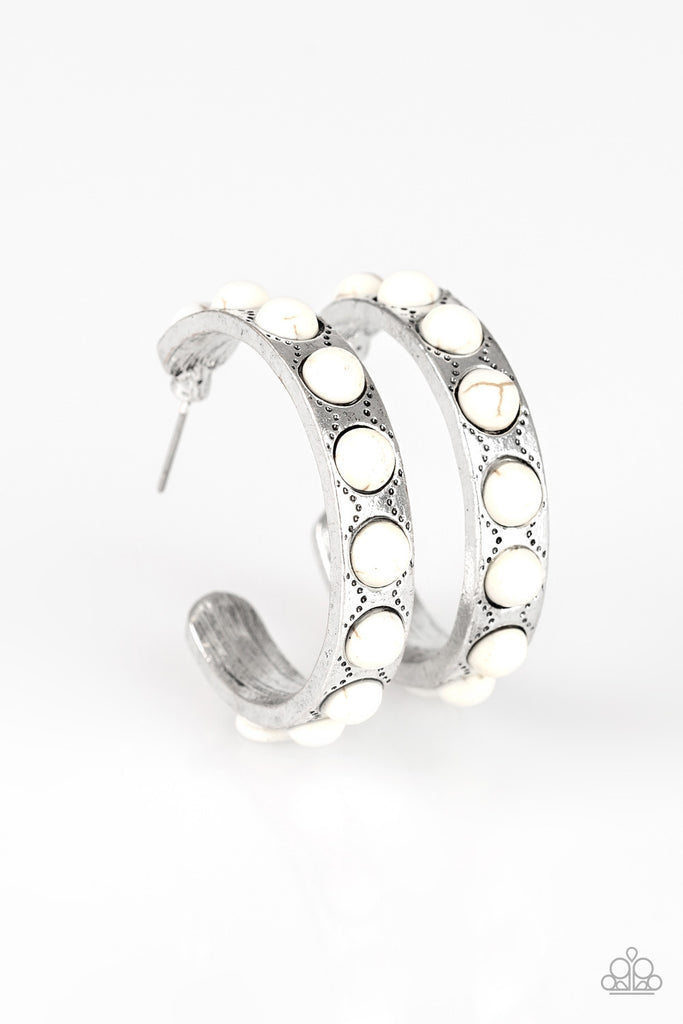 Western Watering Hole-White Hoop Earring - The Sassy Sparkle