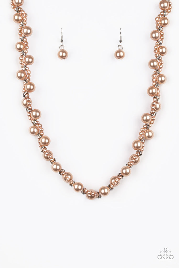Uptown Opulence - Brown Pearls Necklace-Paparazzi - The Sassy Sparkle