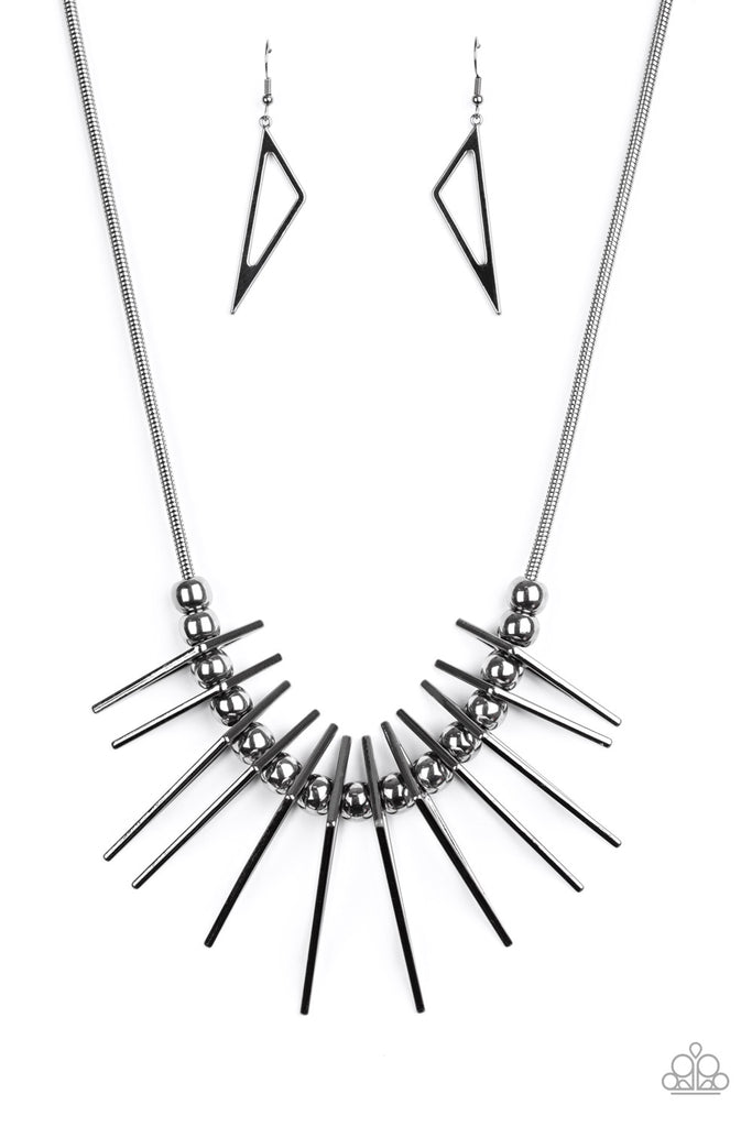 Fully Charged - Black Gunmetal Necklace-Paparazzi