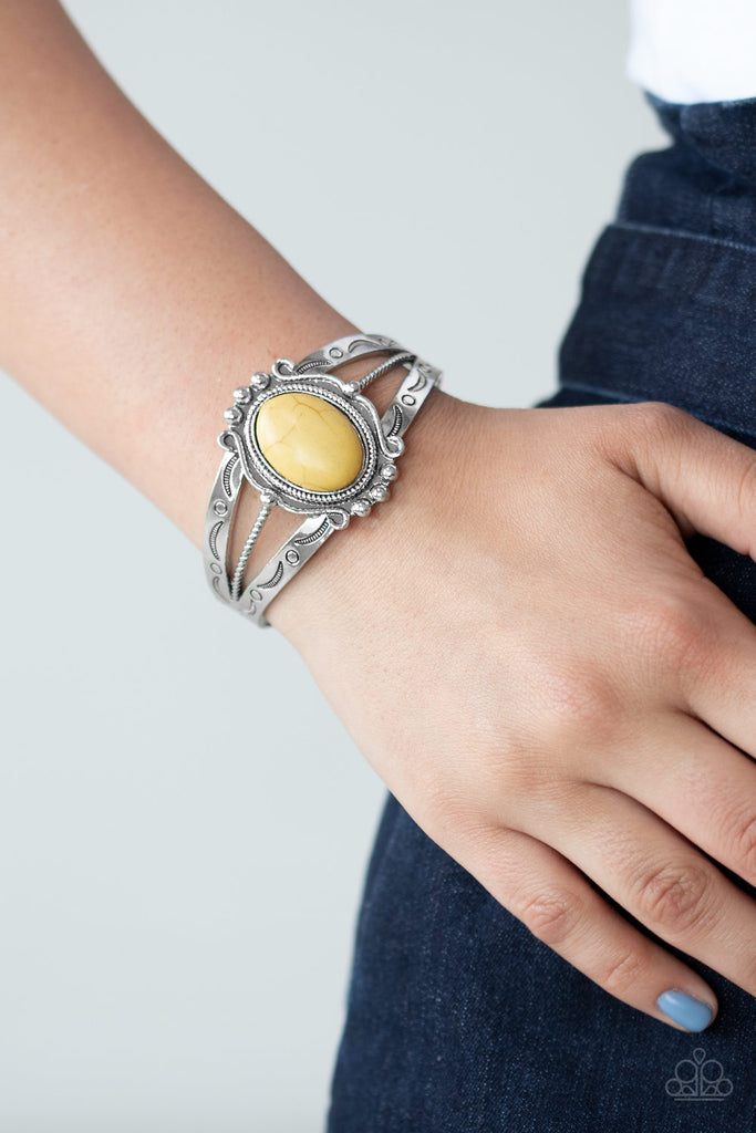 Very TERRA-torial - Yellow Bracelet-Stone-Paparazzi - The Sassy Sparkle