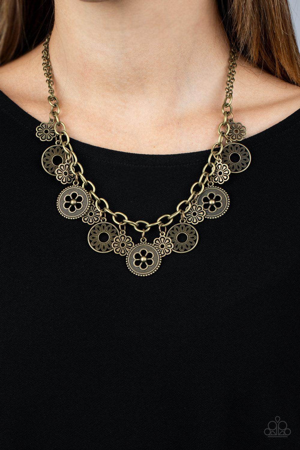 Meadow Masquerade - Brass Necklace-Paparazzi