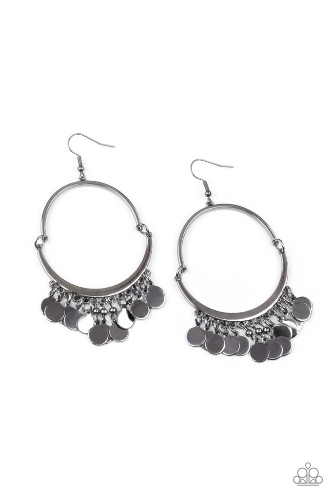 Speed of SPOTLIGHT - Black Gunmetal Earring-Paparazzi