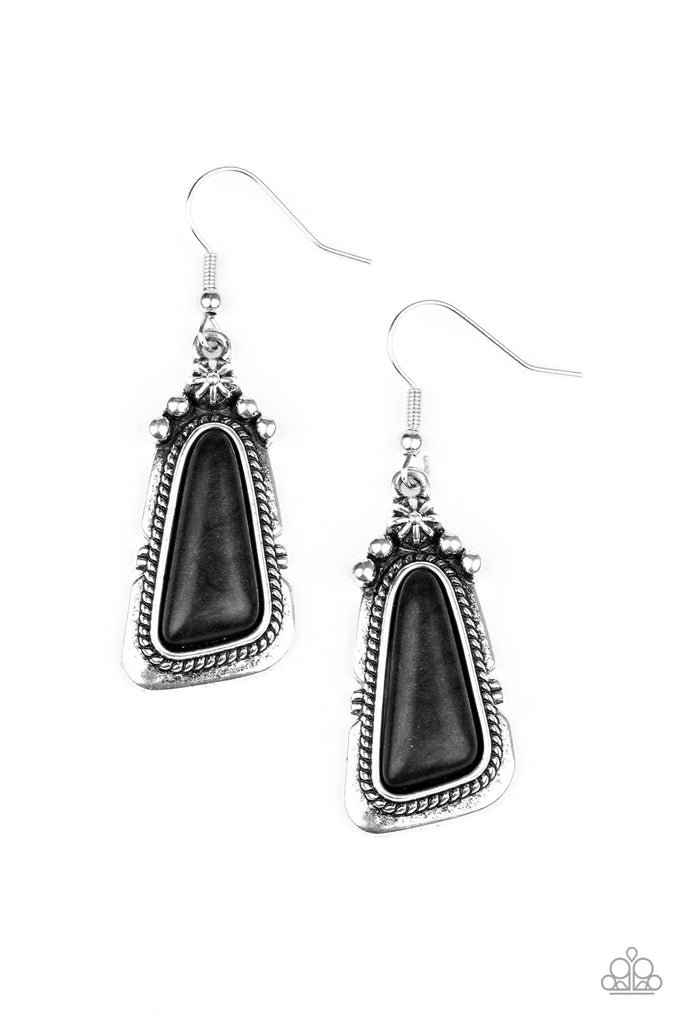 Sahara Solitude - Black Stone Earring-Paparazzi