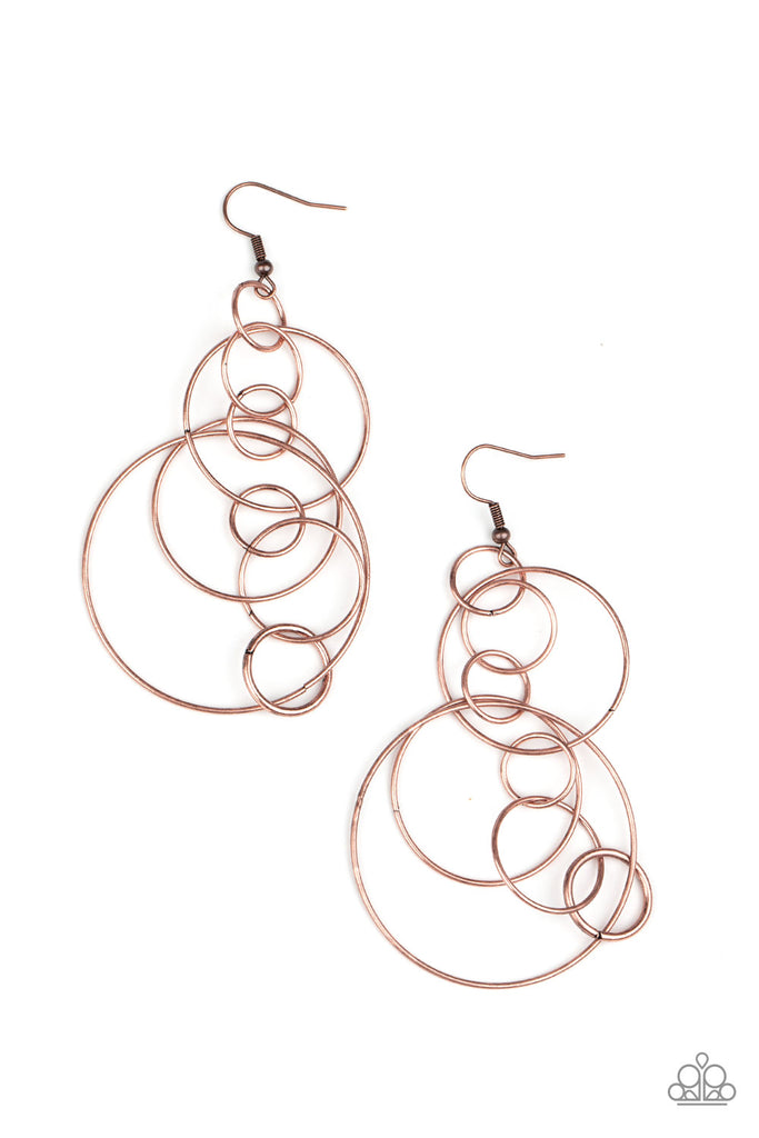 Running Circles Around You - Vintage Copper Earring-Paparazzi
