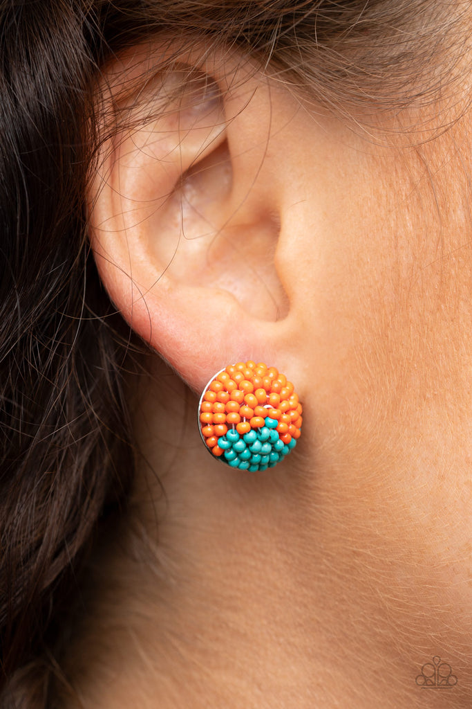 As Happy As Can BEAD - Orange Post Earring-Paparazzi - The Sassy Sparkle