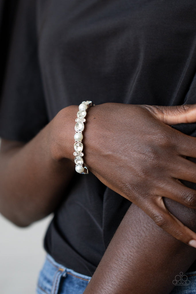 Frosted Finery - White Pearl Bracelet-Paparazzi